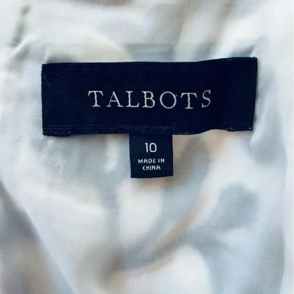 TALBOTS Floral Embroidered Textured Skirt 10 Navy & White A-line Officewear - Picture 4 of 5